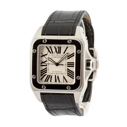 Pre-owned Cartier Santos 100 Silver Roman Dial